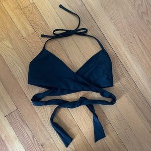 AERIE Wrap Halter Bikini Top Black